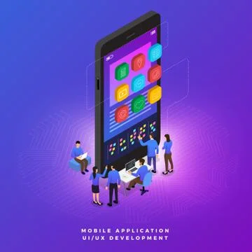 Teamwork UI / UX Developer Stock Illustration