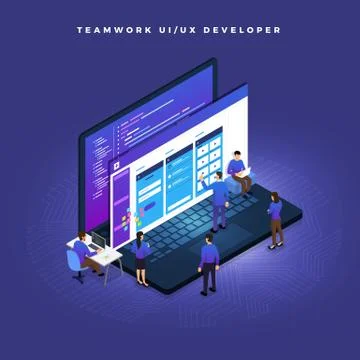 Teamwork UI / UX Developer Stock Illustration