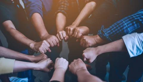Teamwork unity Arms consolidation 스톡 사진