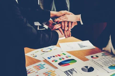Teamwork, unity of the businessman. Stockfoto's