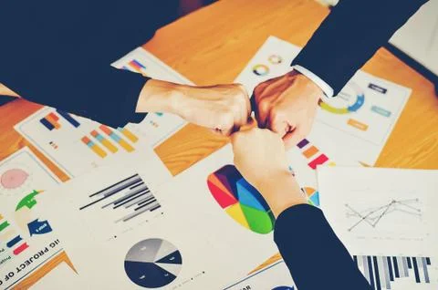Teamwork, unity of the businessman. Stockfoto's
