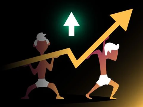 Teamwork. Vector composition in gradient style. Digital art Illustrazione stock