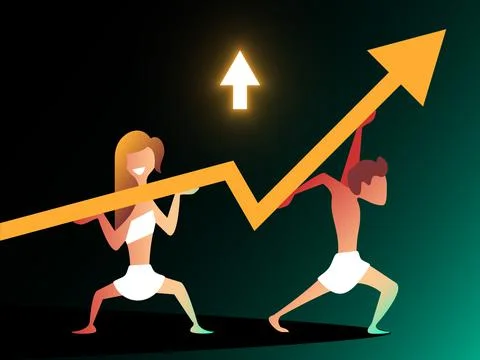 Teamwork. Vector composition in gradient style. Concept art Stock Illustration