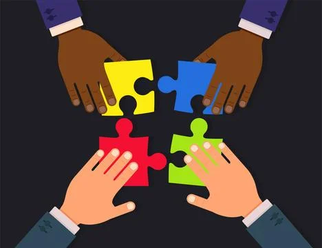  Teamwork vector flat concept illustraion design. Businessmen hands create... Stock Photos