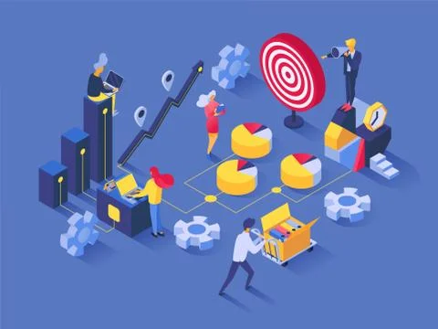 Teamwork vector people working in team and businessman character collaborate Stock Illustration