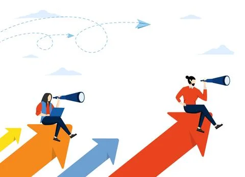 Teamwork vision path goal success. working companies find ways to thrive. Stock Illustration