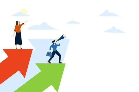 Teamwork vision path goal success Stock Illustration