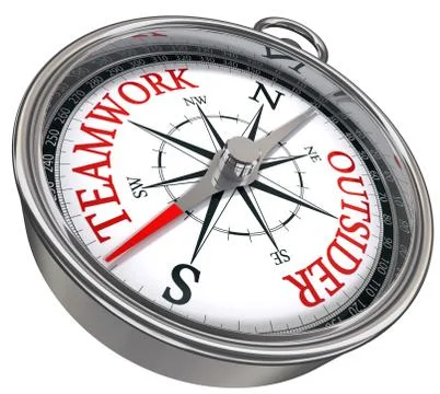 Teamwork vs outsider concept compass Stock Illustration