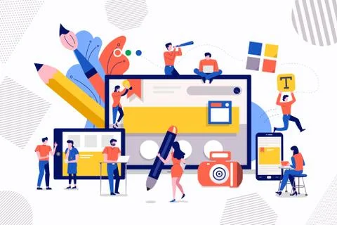Teamwork web design and development Stock Illustration