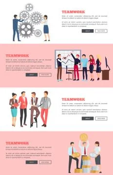 Teamwork Web Page Design on Vector Illustration Stock Illustration