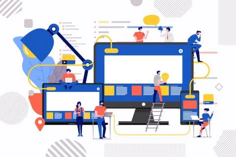 Teamwork Website Development Stock Illustration