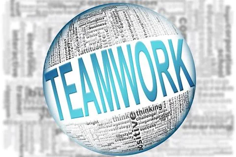 Teamwork word on sphere word cloud Stock Illustration