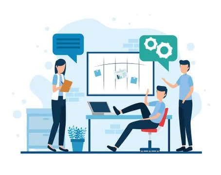 Teamwork workers in the workplace Illustrazione stock