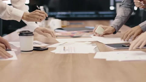 Teamwork working with documents on modern business office Stock Footage 233397209