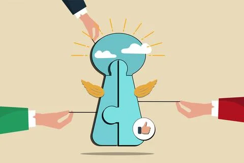Teamwork working together to success, Making a way out Stock Illustration