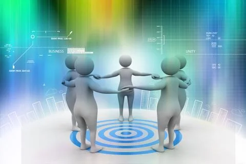 Teamwork. working towards a common target Illustrazione stock