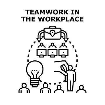 Teamwork in workplace concept for business solutions Stock Illustration