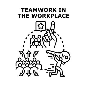 Teamwork in workplace developing success and unlocking opportunities Stock Illustration
