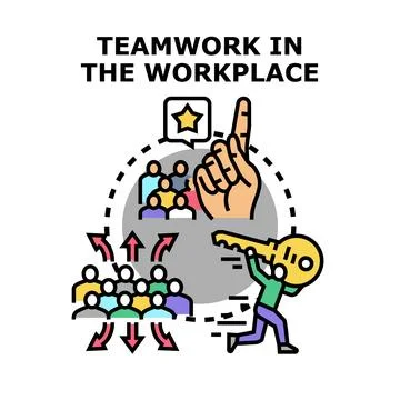Teamwork in workplace developing success and unlocking opportunities Ilustração Stock
