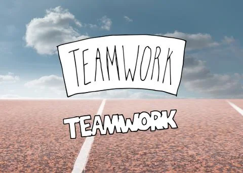 Teamwork written over running track Ilustração Stock