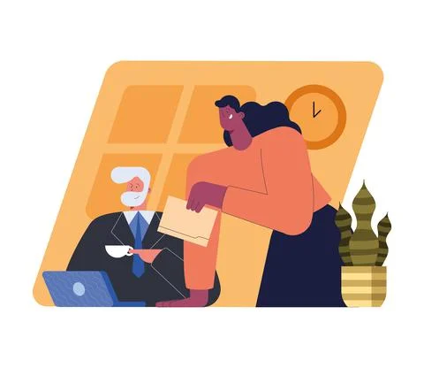 Teamworkers business couple Stock Illustration