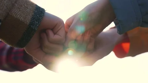 Teamwork.Group of people partners hitting their fists together.Corporate work 스톡 동영상 246581483