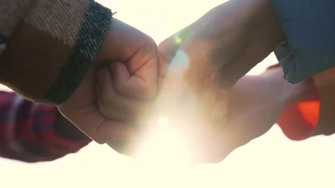 Teamwork.Group of people partners hitting their fists together.Corporate work 스톡 동영상 246958939