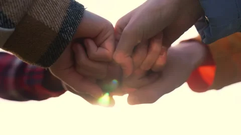 Teamwork.Group of people partners hitting their fists together.Corporate work Stock Footage 247888548