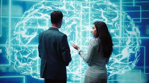 Teamworking colleagues implementing artificial intelligence Stock Footage 278627175