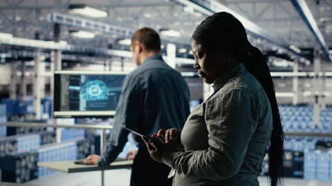 Teamworking data center programmers investigate neural networks configuration Stock Footage 314686390