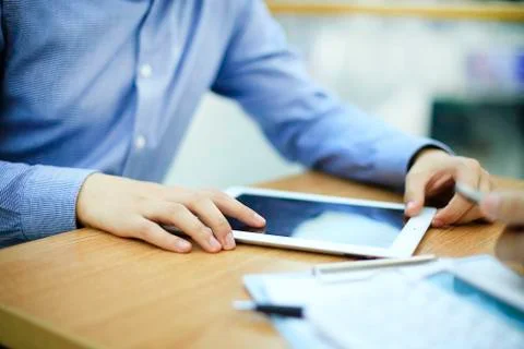 Teamwork,Team brainstorming process.young creative managers crew working with Stock Photos