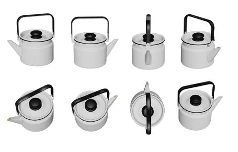 Teapot 3D illustrations isolated on white background.with Clipping Path ready Stock Illustration