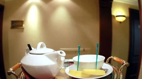 Teapot and cup Stock Footage 8835804