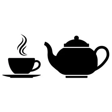 Teapot and cup icon in flat style. Stock Illustration