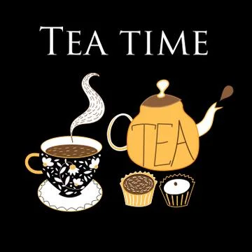 Teapot and cup of tea Stock Illustration