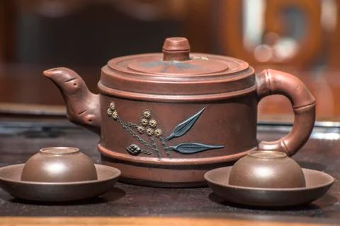 Teapot and cups Foto stock