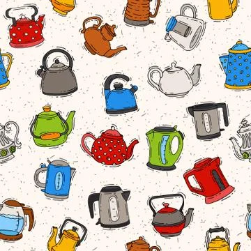 Teapot and kettle vector teakettle to drink tea on teatime and boiled coffee Stock Illustration