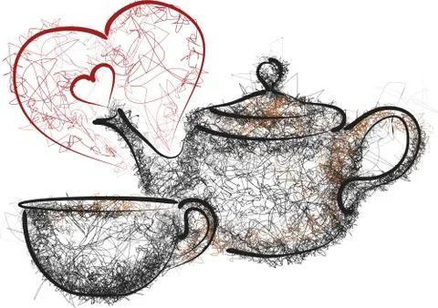 Teapot and mug Stock Illustration