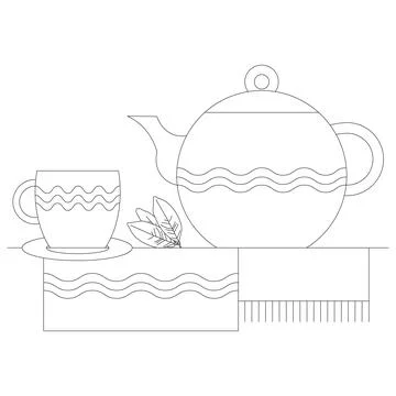 Teapot and mug. Stock Illustration