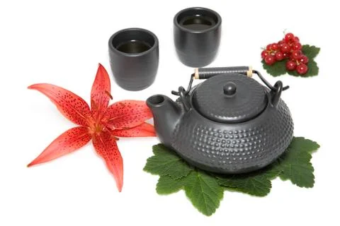 Teapot and two cup Stock Photos