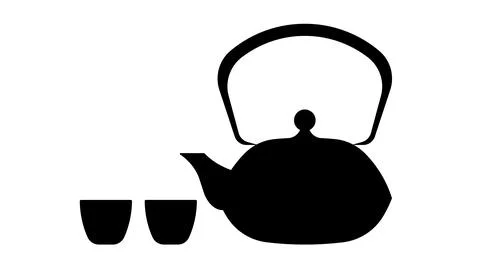 Teapot and two cups for the tea ceremony. Oriental tea traditions. Stock Illustration