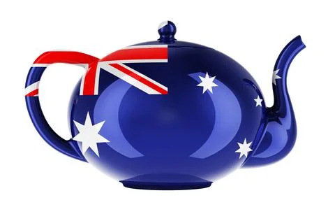 Teapot with Australian flag, 3D rendering Stock Illustration
