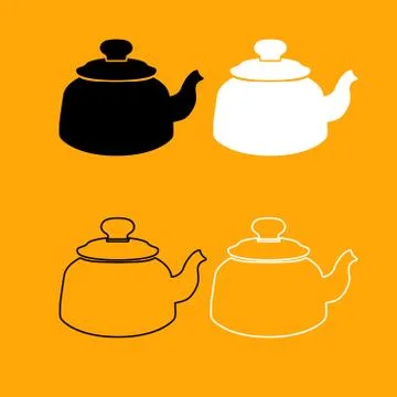 Teapot black and white set icon. Stock Illustration