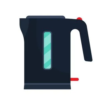 Teapot blue side view vector icon. Traditional symbol tea art. Handle decorat Ilustración de archivo