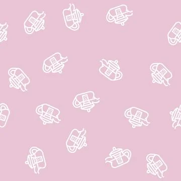 Teapot for boiling tea line vector seamless pattern Stock Illustration