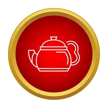 Teapot brewing hot beverage kitchenware outline icon Stock Illustration