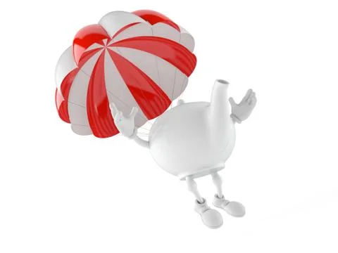 Teapot character with parachute Stock Illustration