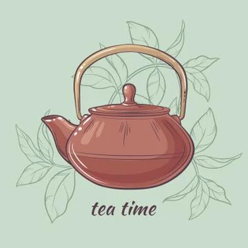 Teapot on color background Stock Illustration