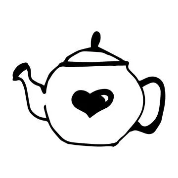 Teapot in continuous line art drawing style. Herbal tea black linear design i Stock Illustration