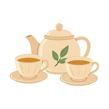 Teapot with cup icon in flat colorful style. Kettle vector illustration on .. Stock Illustration